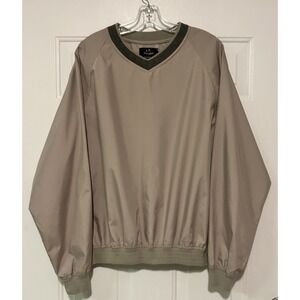 Vintage Ivy Crew Golf Jacket Pullover Mens M Khaki V-Neck Wind Resistant